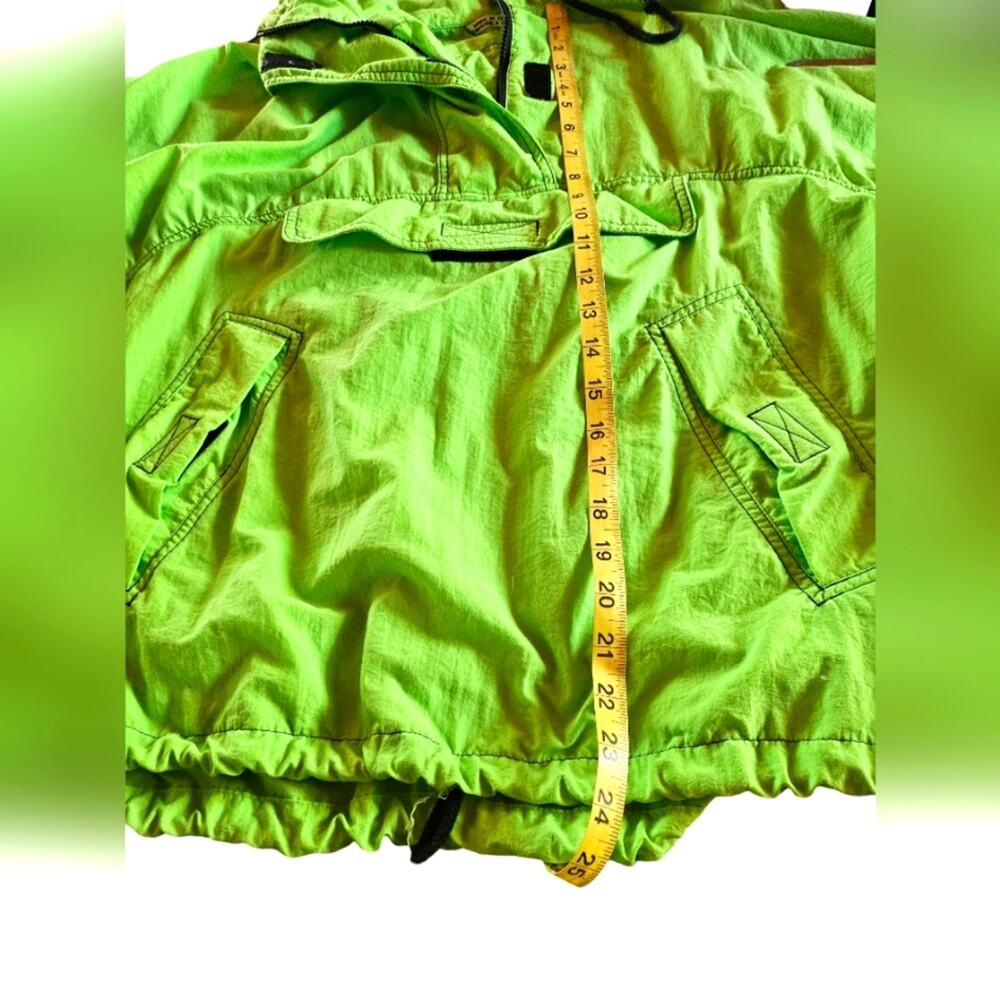 VTG Summer Gear Winbreaker Women M Outdoor Zip Mock Neck Pullover Neon Green - Picture 6 of 8